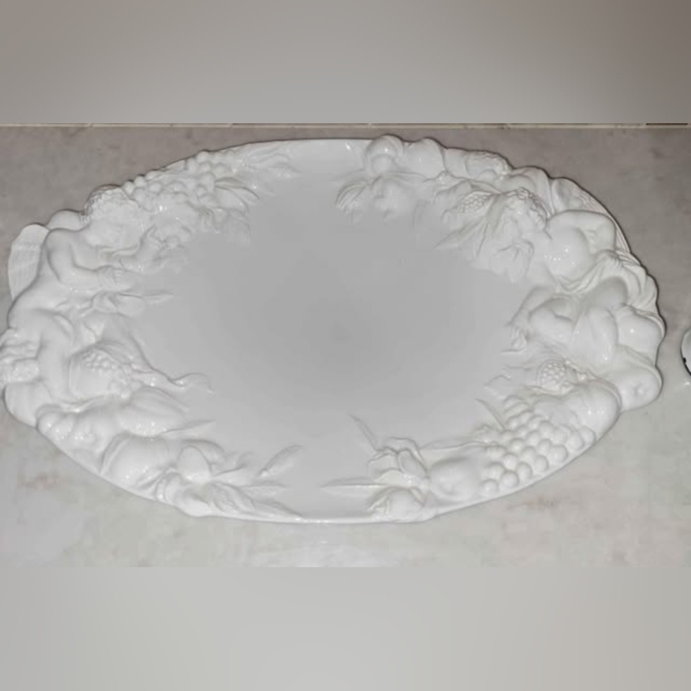 Rare Find! For Gumps Italian Ceramic Platter, Cherubs,  No Cracks or chips.